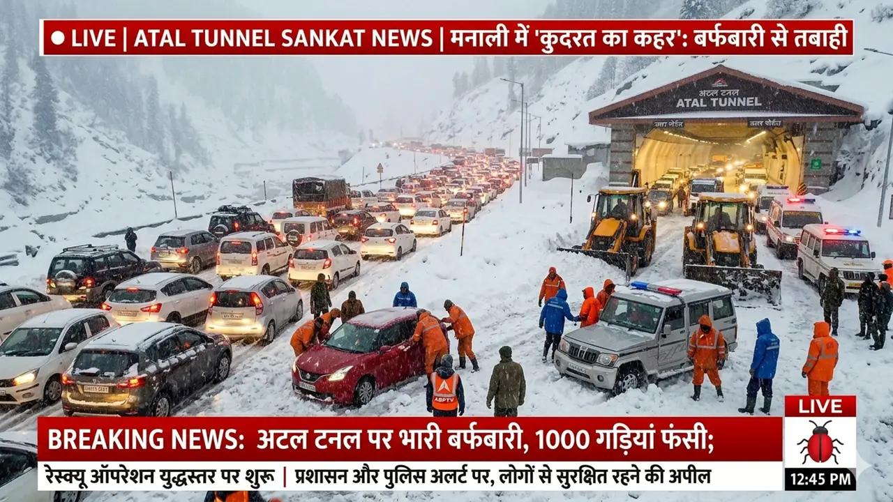 🔴Atal Tunnel Accident News Live मनाली में कुदरत का कहर! अटल टनल पर भारी बर्फबारी, आफत में फंसी 1000 गाड़ियां, रेस्क्यू शुरू