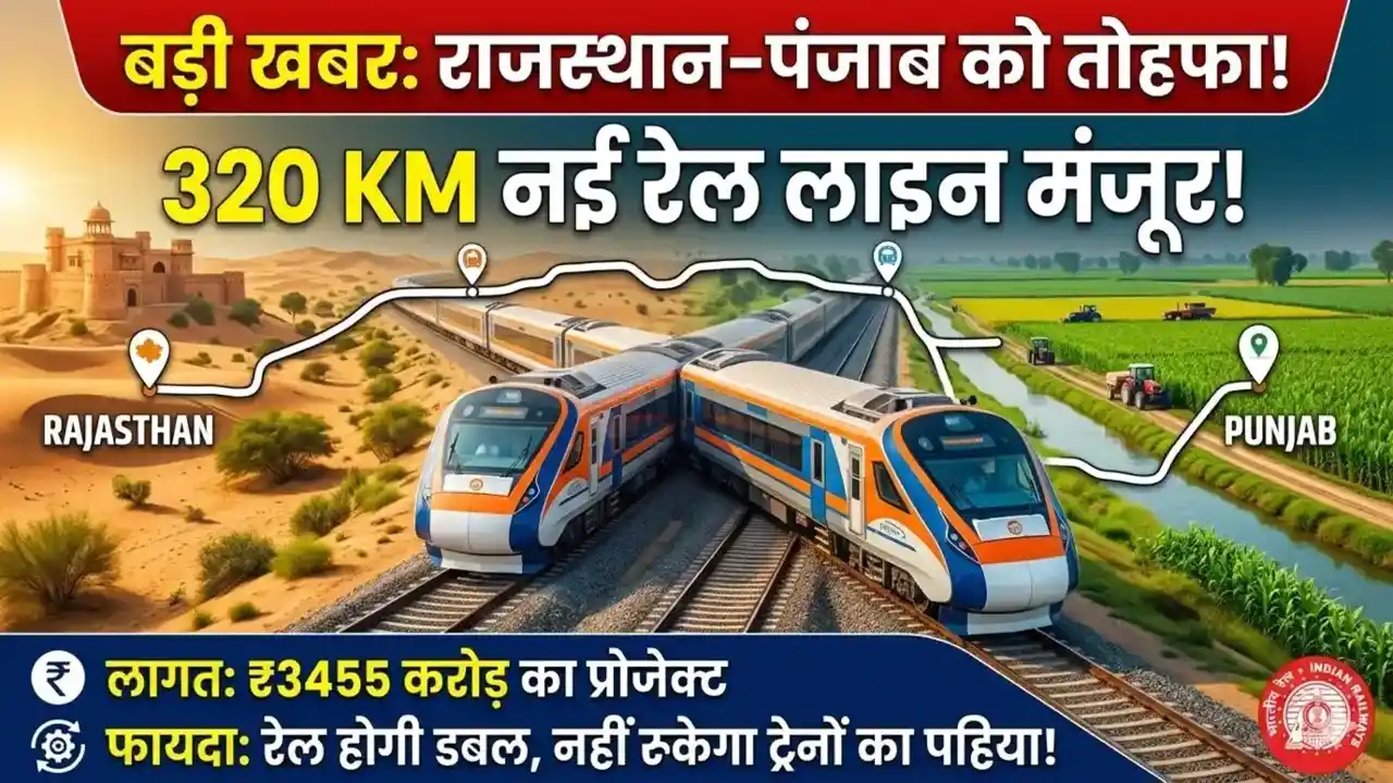 Rajasthan-Punjab New Rail Line राजस्थान-पंजाब के बीच 320 KM नई रेल लाइन; 3455 करोड़ का प्रोजेक्ट, दोहरी होने से नहीं रुकेगा ट्रेनों का पहिया