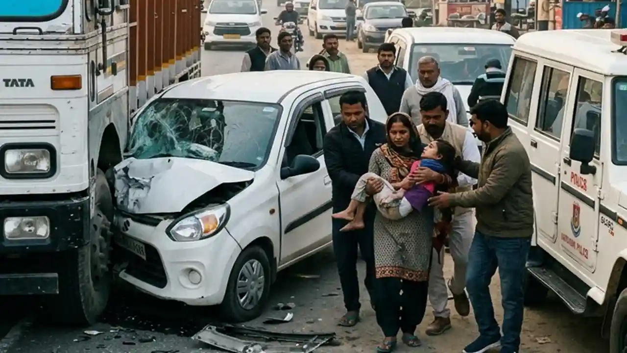 Truck Car Accident in Rewari