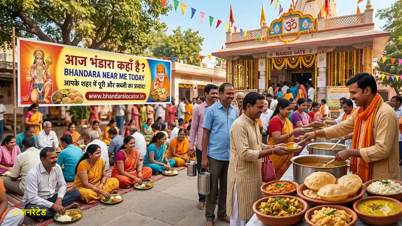आज भंडारा कहाँ है? दिल्ली और भारत के प्रमुख शहरों में मंदिर के पास भंडारा और लंगर की लाइव लोकेशन, पूड़ी-सब्जी का प्रसाद। (Bhandara near me today)