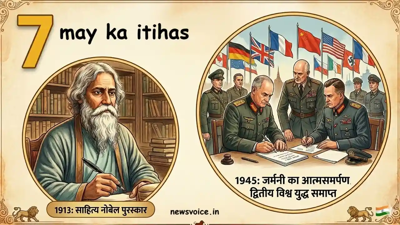 7 May ka itihas: रवीन्द्रनाथ टैगोर की जयंती और WWII में जर्मनी का सरेंडर, जानें आज की बड़ी घटनाएं